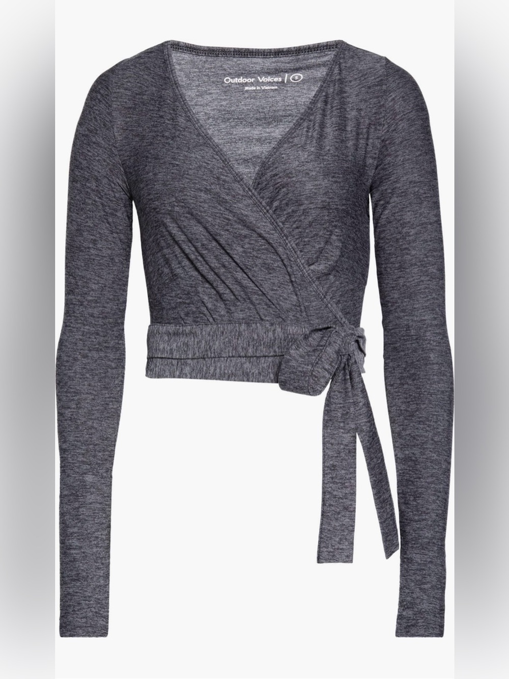 NWOT • Outdoor Voices CloudKnit Long Sleeve Wrap Top in Charcoal • Size Large